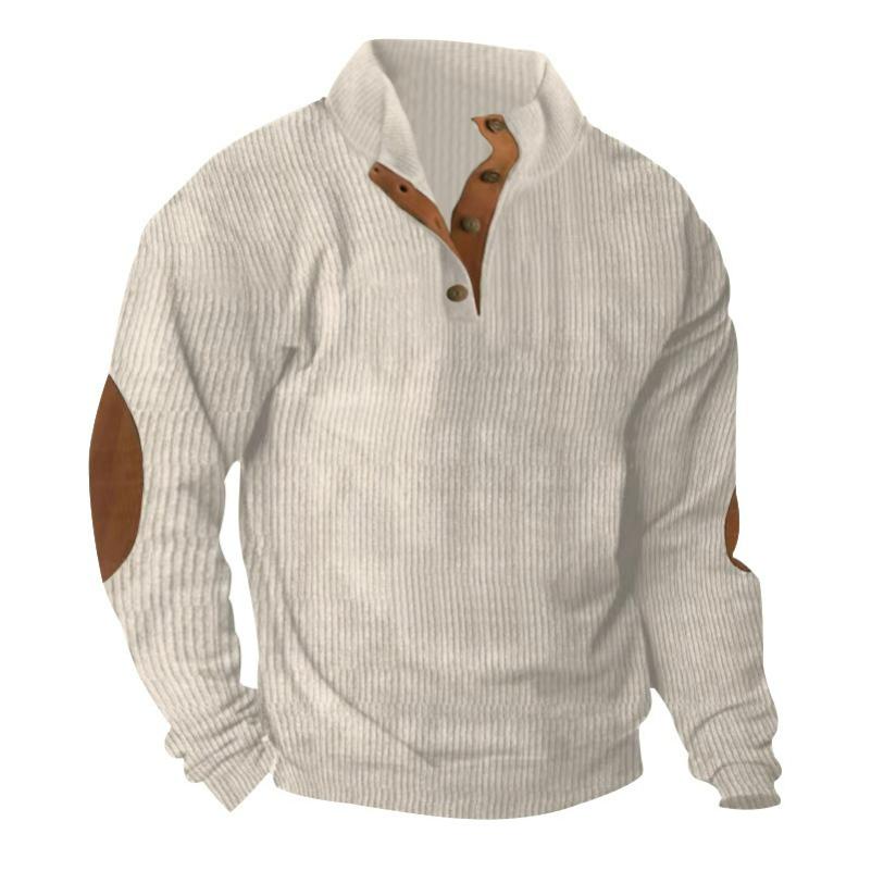 Men's Autumn and Winter Outdoor Loose Autumn Sweater Corduroy Casual Stand-up Collar Long-sleeved Sweater