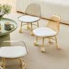 Acrylic Low Stool with 360 Degrees Swivel Wheels Faux Leather Cushion Roller Seat with Backrest Heavy Duty Rotating Mini Chair Seating Stool