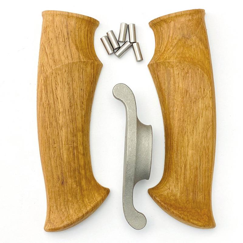 1Set Semi-finished Yellow Pear Wood Knife Handle Material with Knife Guard for DIY Knife Handle Making Blade Accessories