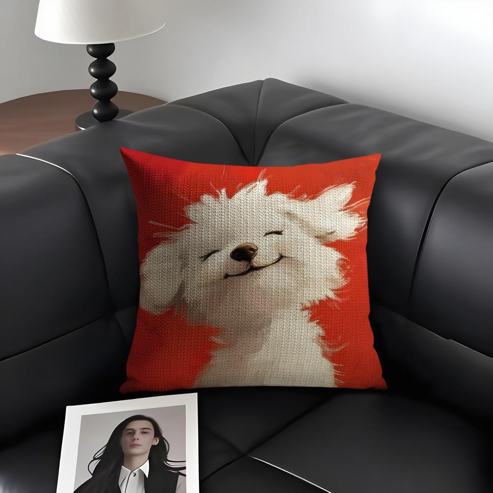 

Dog Cute Cushion Cover Natural Linen Organic Fabric DoubleSided Printing Sofa Home Decor Gift Pillow Case 30x30cm