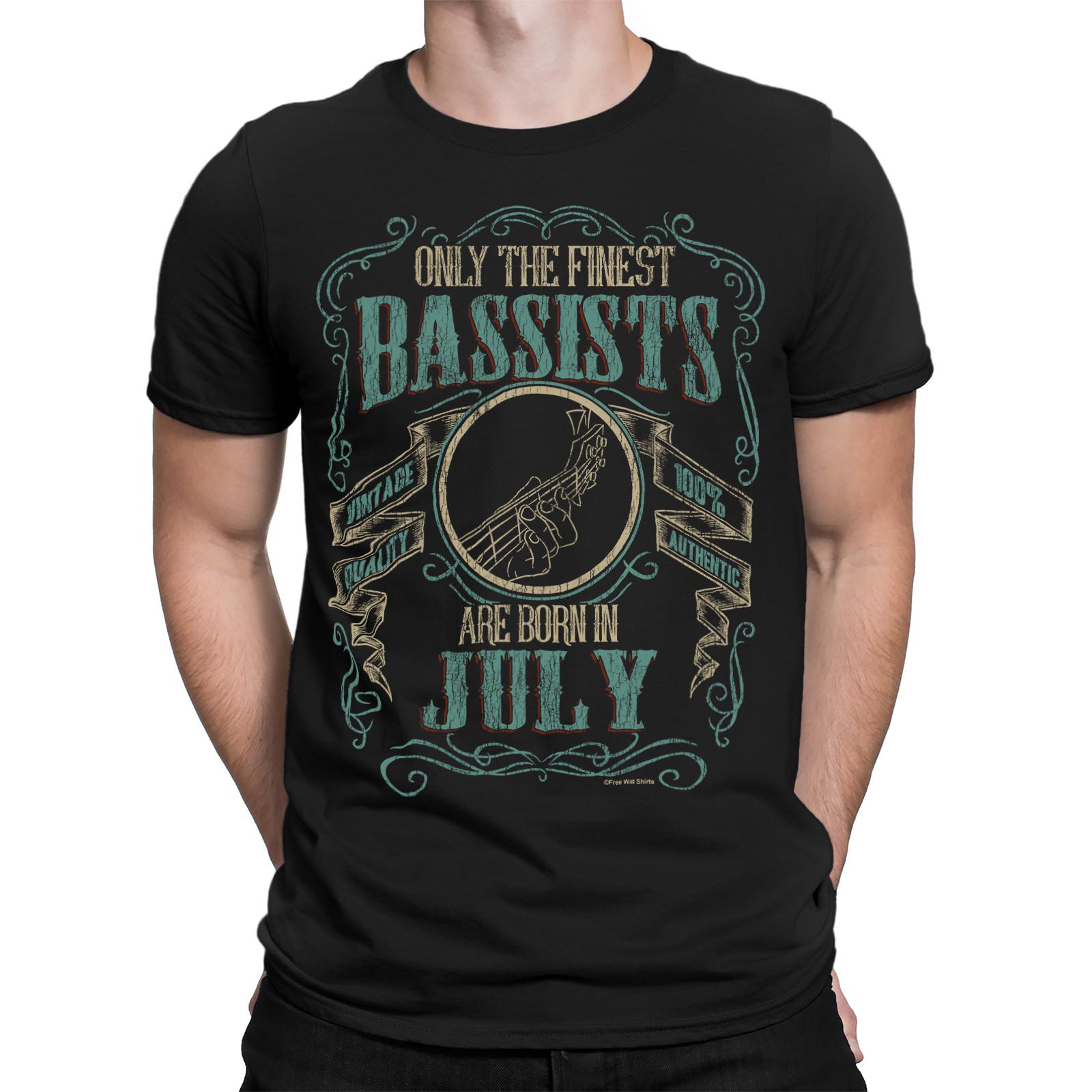 Mens Quality Cotton T-Shirt Finest BASSISTS Born JULY Bass Guitar Music Eco Gift S разноцветный
