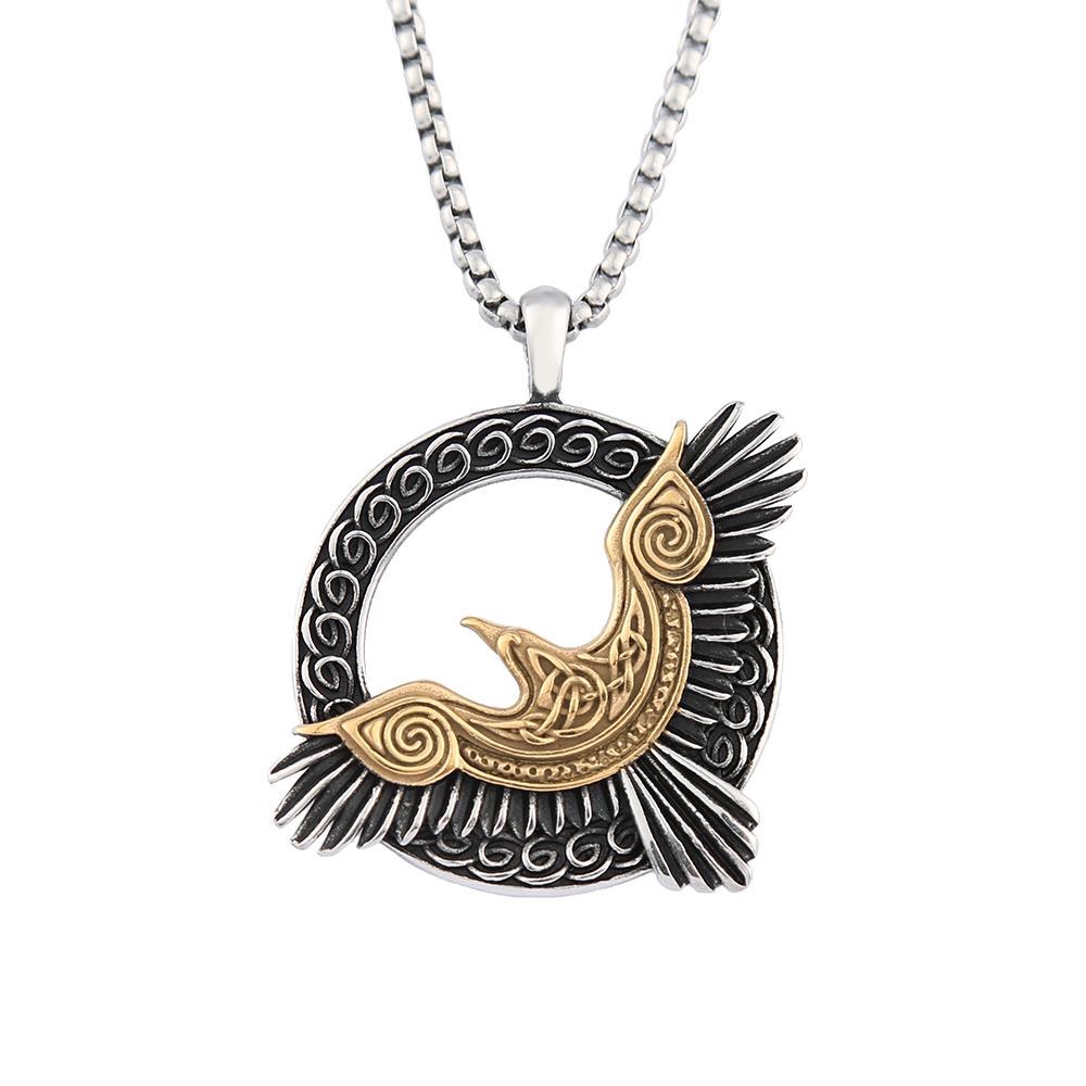 Norse Mythology Eagle Necklace Stainless Steel Viking Odin Raven Pendant for Men Cool  Amulet Jewelry Gifts Dropshipping