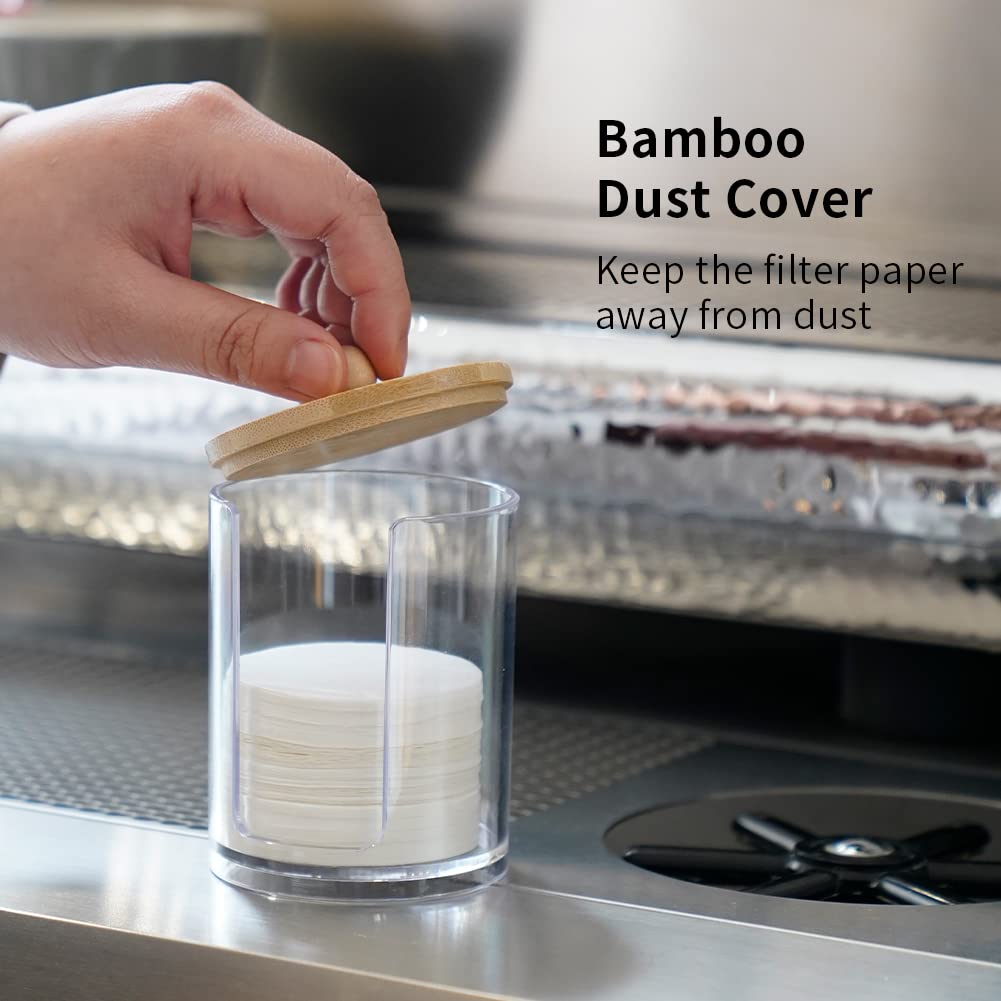 Watchget Coffee Filter Coffee Round Paper Filter Coffee Filter Fits Round Coffee Filter with Transparent Holder, Stand, Storage, 51mm/53mm/58mm Paper,