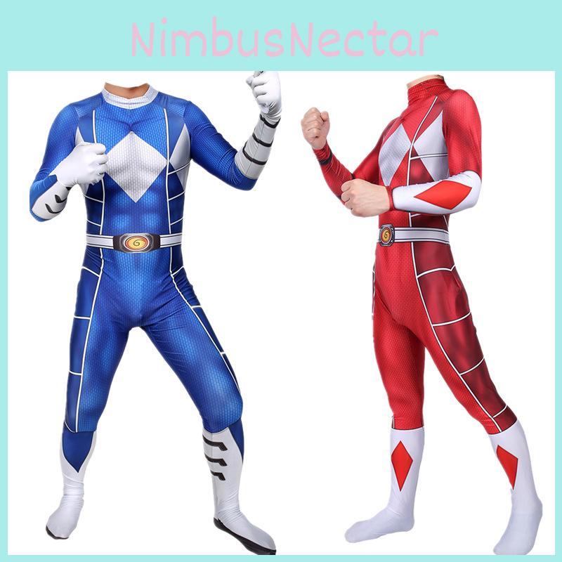 Vibrant Power Rangers Bodysuit Spandex Cosplay Costume For Unisex Kids And Adults