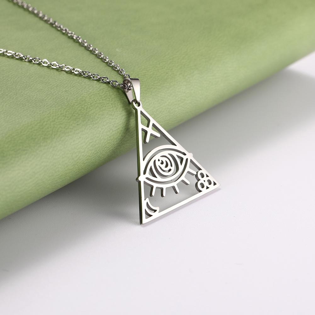 LIKGREAT Vintage Egyptian Egypt Pyramid Women Necklace Evil Eye Triangle Illuminati Pendant Choker Stainless Steel Jewelry
