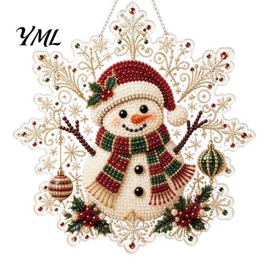 Christmas Tree Hanging Ornaments Acrylic Pendant with Metal Chain, Double-sided Printed 2D Snowflake Romantic Winter Seasonal Decorations Pendant,