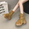 Fashion Designer Ankle Women's Boots Mid Heels Fashion Shoes Leather 2025 Lace Up Gladiator Woman Boots New Goth Chelsea Mujer Zapatos