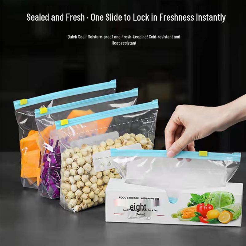 Thickened Food-Grade Kitchen Refrigerator Sealing & Airtight Zipper Bags Slide Lock Large (10/box)