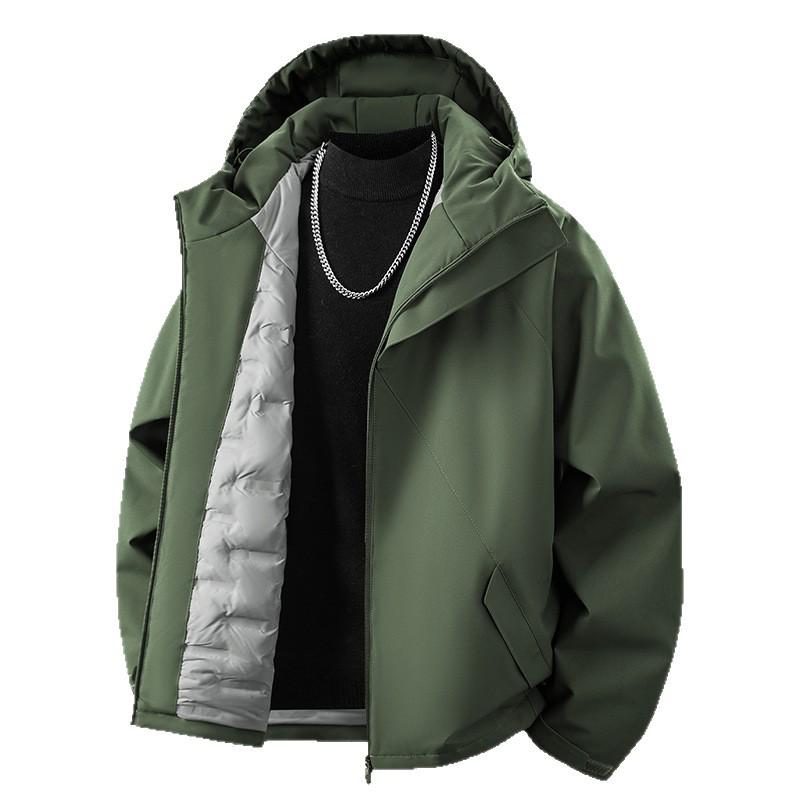 Men's 2025 Winter Hooded Down Jacket - Thick White Duck Down for Warmth and Cold Protection, Available in Plus Sizes