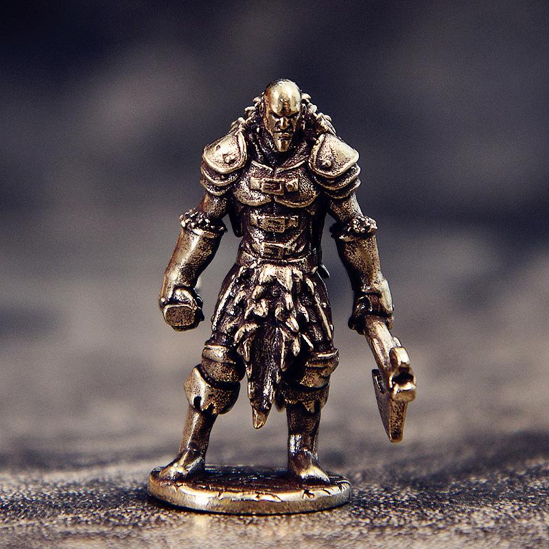 Brass Axe Warrior Figurines Miniatures Desktop Statue Ornaments Vintage Metal Solider Model Crafts Home Decorations Accessories