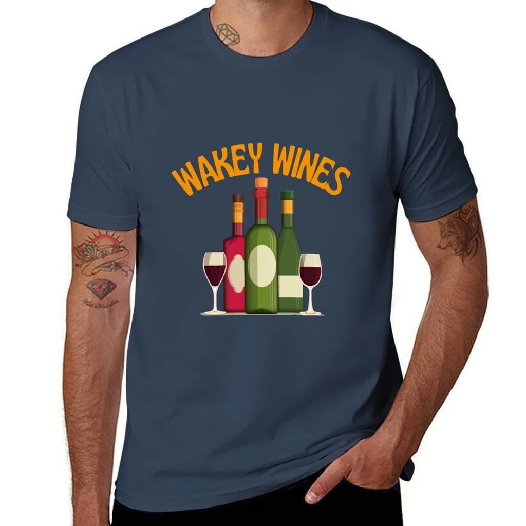 Wakey Wines Tshirt Simple Line Art Print Tee Tshirt