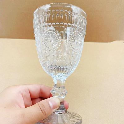 2er Set 10,3oz 300ml Luxus Geprägtes Transparentes Glas Rotweinglas Haushalt Kreativ Hochfüßig Kristallglas Champagnergläser