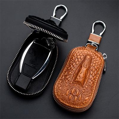 Unisex Leather Key Case For Car Key Wallet Pocket Key Holder Organizer Pouch Keys Organizer Large Capacity Zipper Key Case Bag