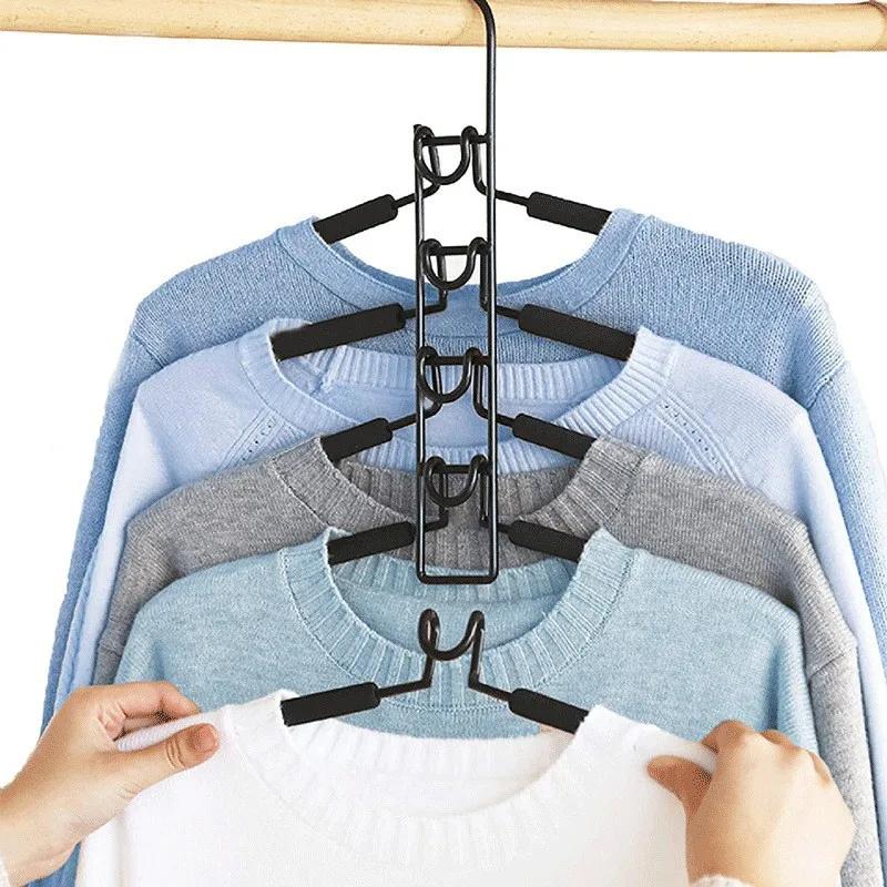Heavy Duty Space-Saving Metal Hangers with Non-Slip Foam Pads - Multi-Layer Design for Coats, Sweaters, Suits, and T-Shirts