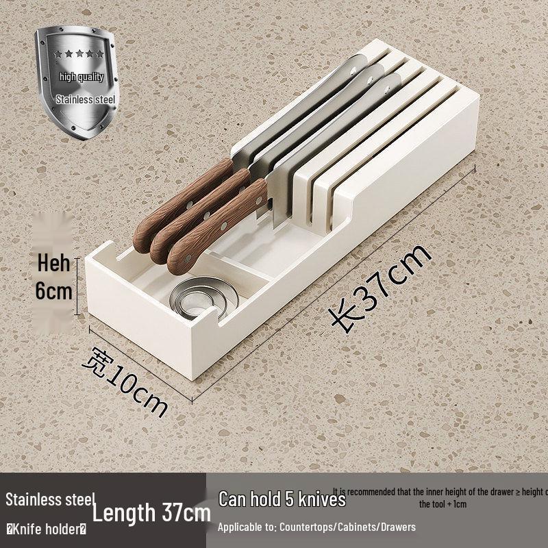 Qiwei Wooden Countertop Knife Holder with Drain