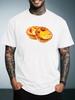 Unisex Summer White Short Sleeve Tee Realistic Egg Tarts Food Graphic Print Crew Neck Loose Daily Casual Male Streetwear Tops