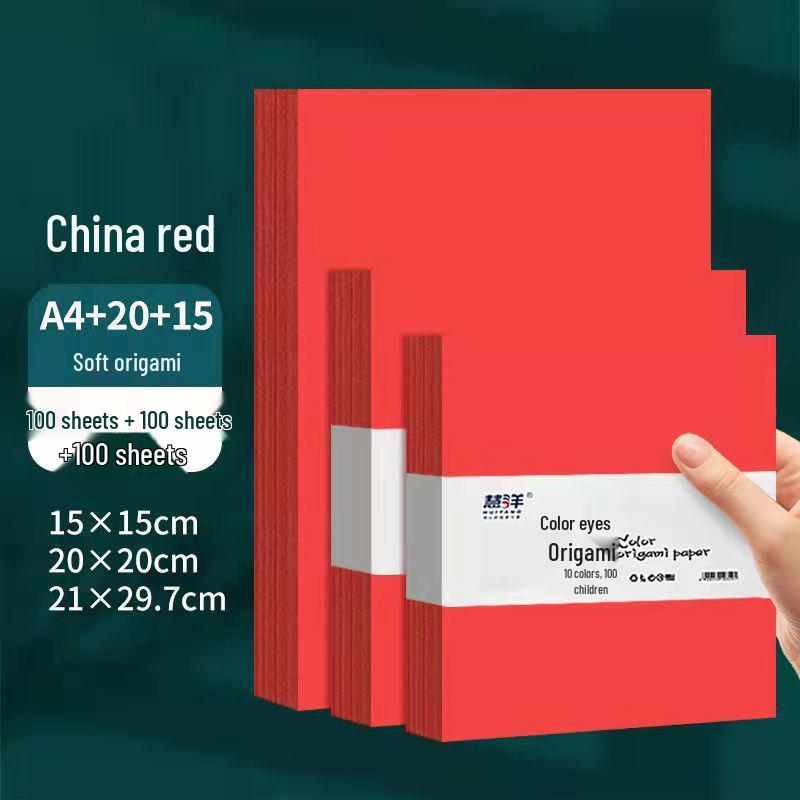 A4 Chinese Red Origami Handmade Paper for Window Decoration