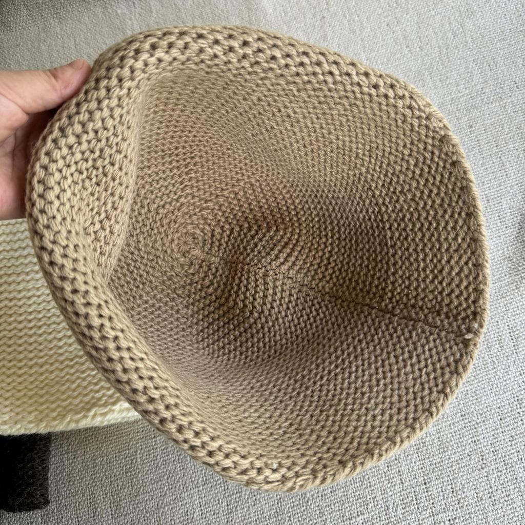 Wool Knitted Rolled-edge Bucket Hat For Women, Winter Warm Fisherman Hat, Large Head Circumference Wool Basin Hat