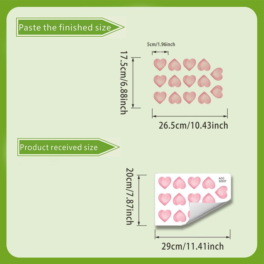 

Розовые наклейки на стену в форме сердца, Наклейки для украшения стены в девичьей комнате, Теплые самоклеящиеся наклейки на стену для спальни 30*20cm