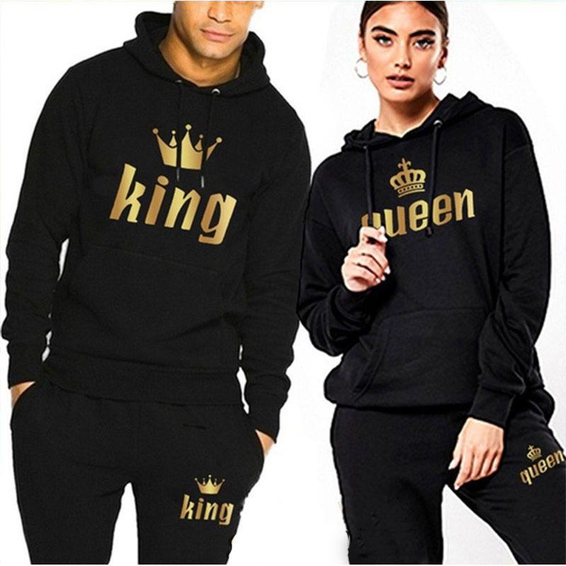 

Couple Hooded Sweatshirt Set - Queen & King Band Long Sleeve Sportswear M