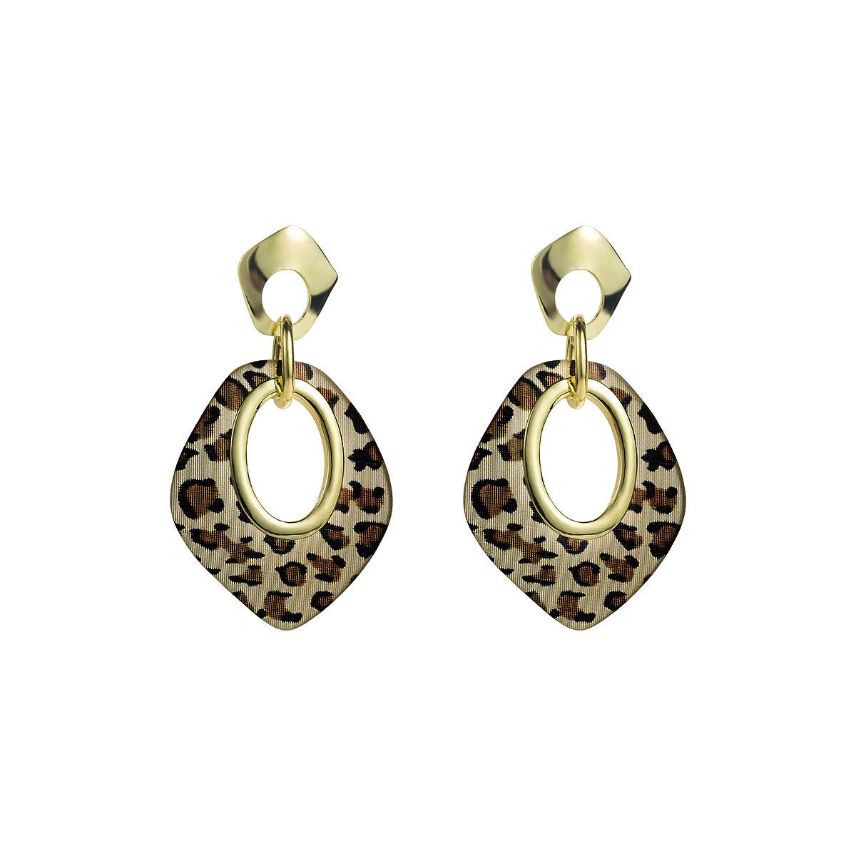 Geometric Leopard Print Resin Earrings - Retro Hollow High-End Style жёлтый
