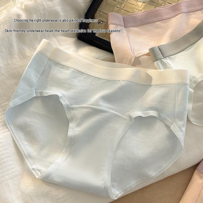 7A Antibacterial Cotton Women's Breathable Color Block Extended Crotch Underwear – Comfortable and Simple Design for Girls