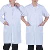 Professionell Lapel Lång Kortärmad Vit Kappa Unisex Studenter Knappar Knappslå Fickor Laboratory Food Factory Arbetskläder