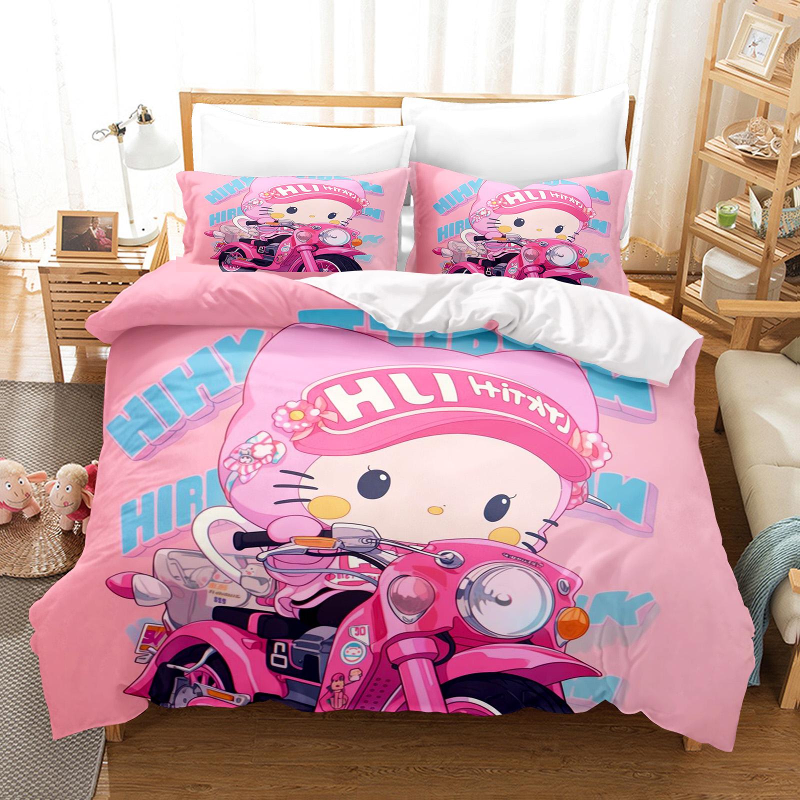 

Hello Kitty Спальня Дитячий Набір Постільної Білизни Підковдра Комфорт Королева З Наволочкою Різдвяні Подарунки Дім 150*200cm 3pcs
