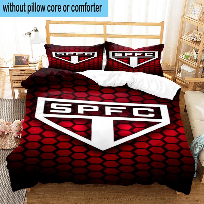 3pcs Paulo Fc Emblem Printed Bedding Set Duvet Cover Closure Includes 1 Duvet Cover & 2 Pillowcases Bedding Sets Home Decor Gifts