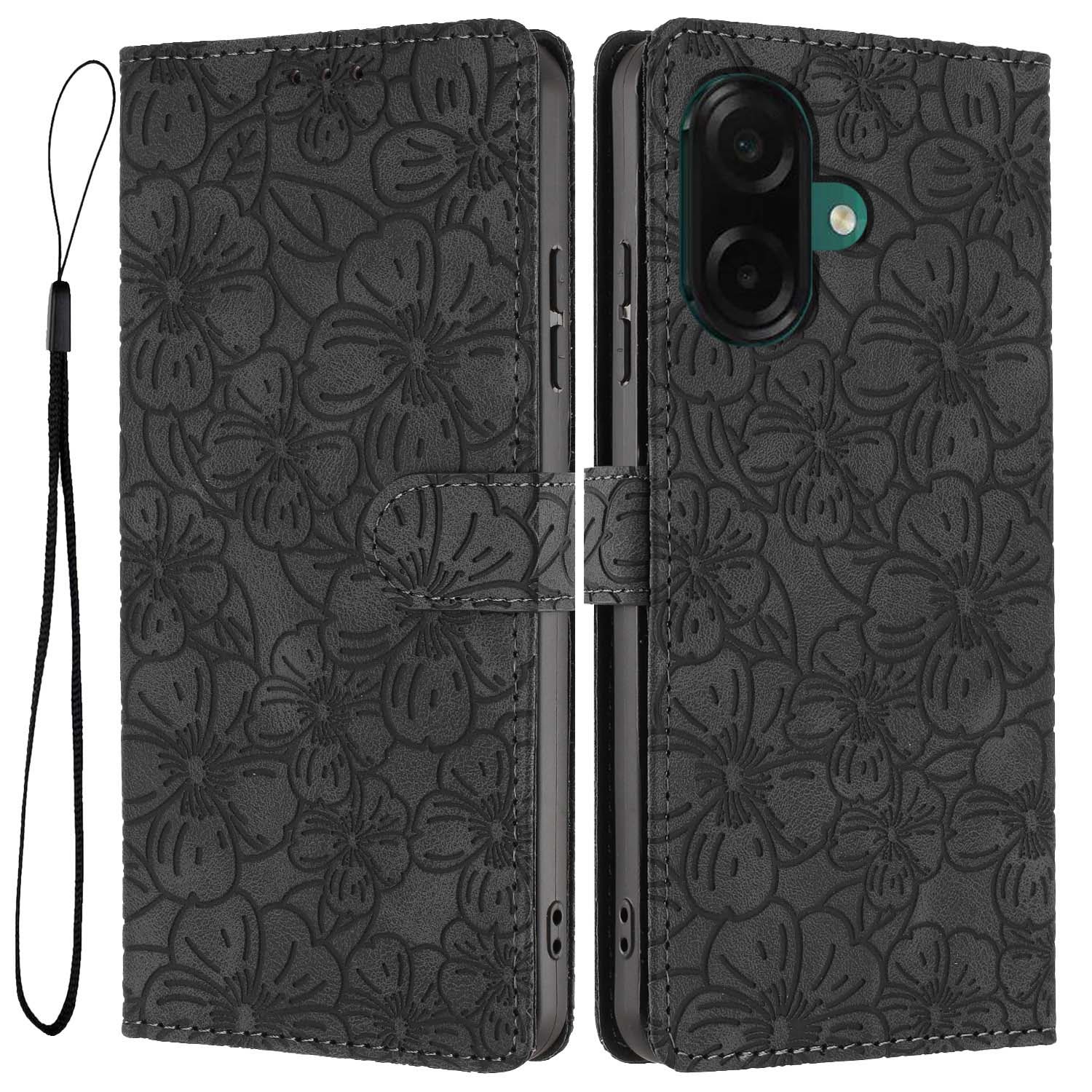 

For Samsung Galaxy A07 4G/A06 4G/A06 5G Flip Case Cherry Blossom Pattern Leather Wallet Stand Phone Cover with Wrist Strap