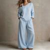 Women's Color Off Shoulder Long Sleeve Two Piece Set with Pockets and Pants