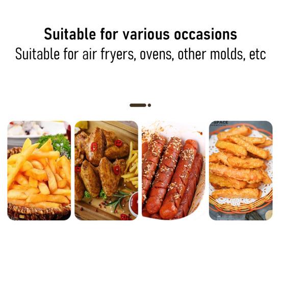 Air Fryer Liners Silicone Cooking Mat Non-Stick Reusable Food Grade Heat Resistant Foldable Basket Mat Easy To Clean Universal Kitchen Accessory