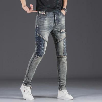 Jeans skinny tendance pour hommes: Pantalon de moto simple et personnalisé