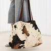 Damen Kuhmuster Plüsch-Tragetasche Große Kapazität Kunstpelz Schulter-Handtasche Modischer Weicher Shopper