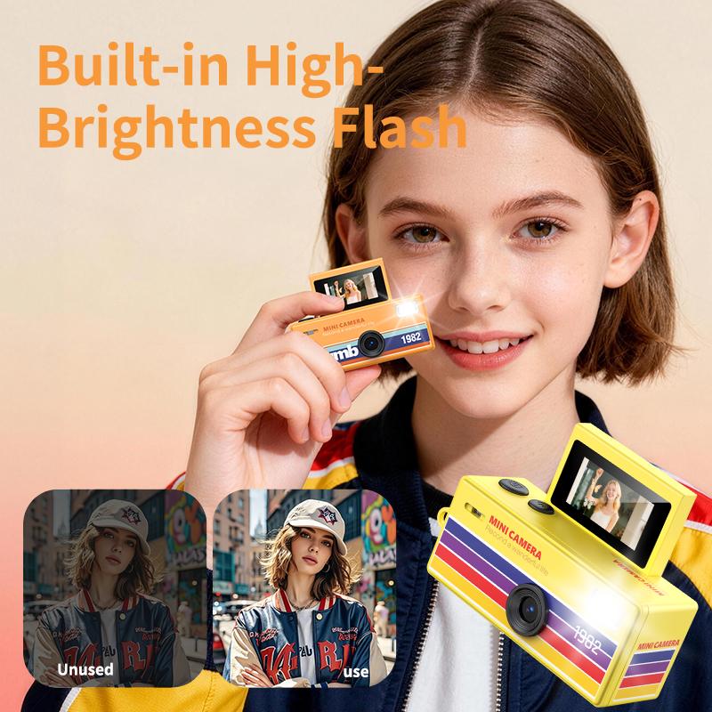 Retro Mini Digital Camera, HD Photo & Video, Flip Selfie Screen, Portable Student Camera