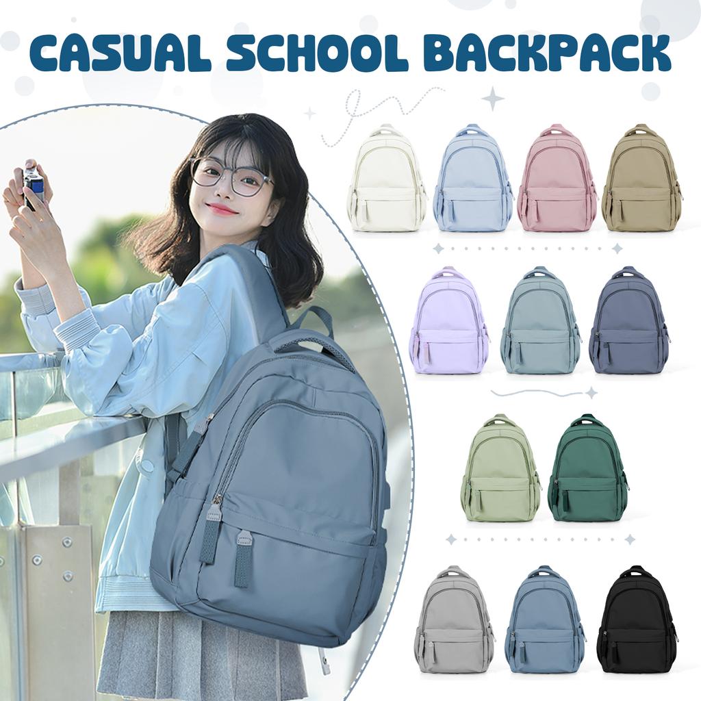 Lässiger Mode-Rucksack mit großem Fassungsvermögen, einfarbiger Schul-Laptop-Rucksack, einfacher süßer Studenten-Schulrucksack mit Reißverschluss für Mädchen und Jungen