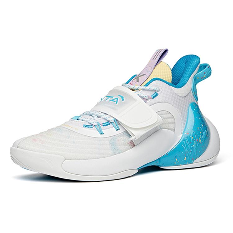 New Anta Water Flower 3 Anti Slip Wear Resistant Low Top Basketball Shoes White Blue 112121604S-6