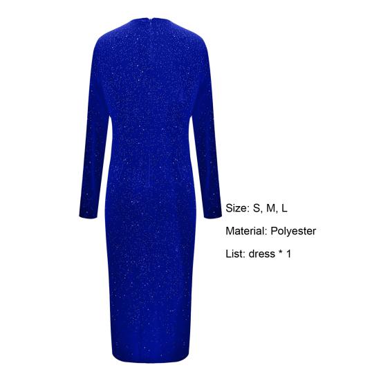 Lady Petticoats Plus Size Women Dress Solid Color Split Autumn Shiny Slit Hem Dress for Wedding