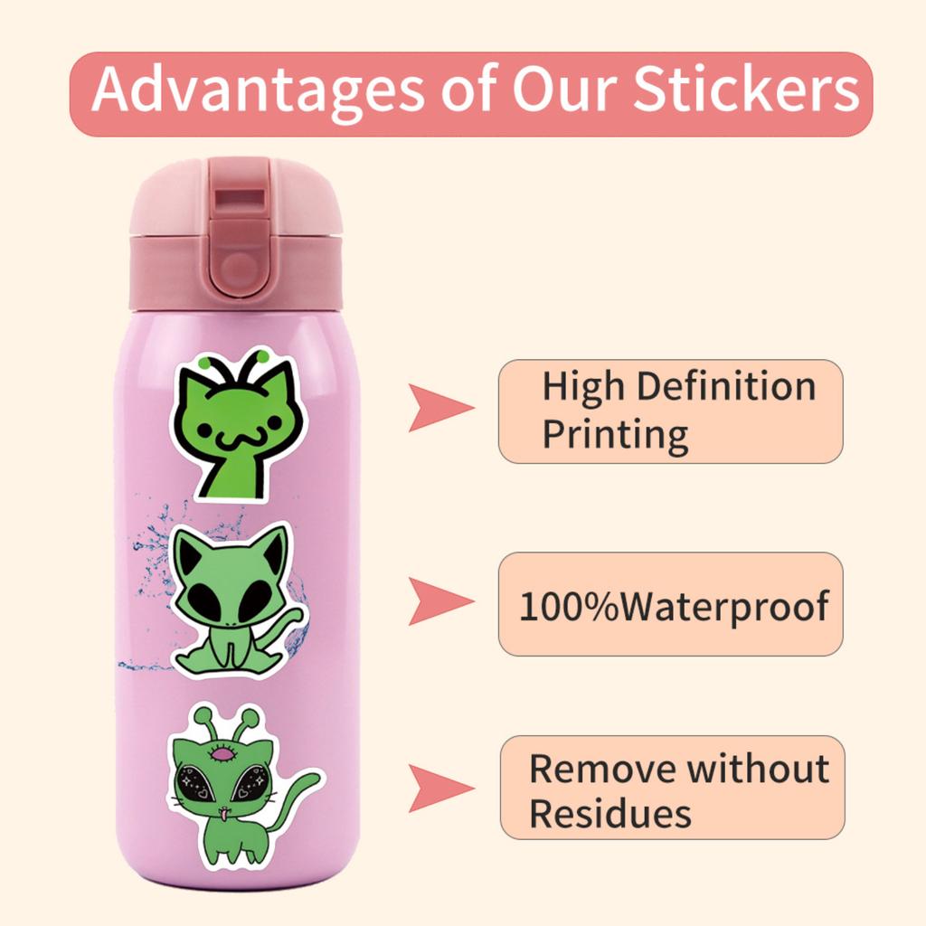 55 Pcs Stickers for Bottles, Skateboards, Laptops - DIY Decorative Decals for Scrapbooking