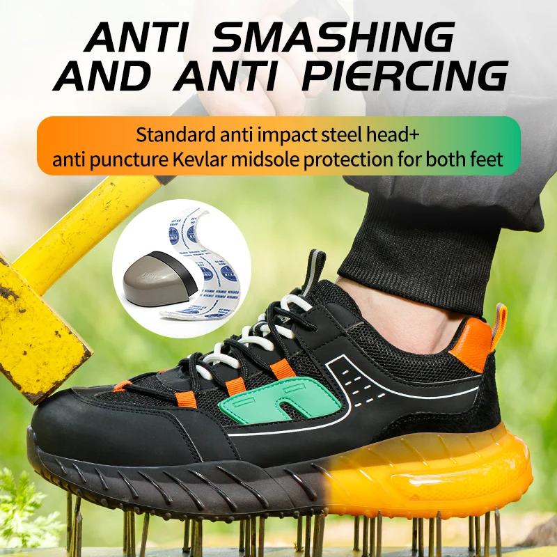 Neue Mode Arbeitssneaker Schutzschuhe Industriell Durchstichfest Anti-Smash Stahl Unzerstörliche Zehe Herrenstiefel