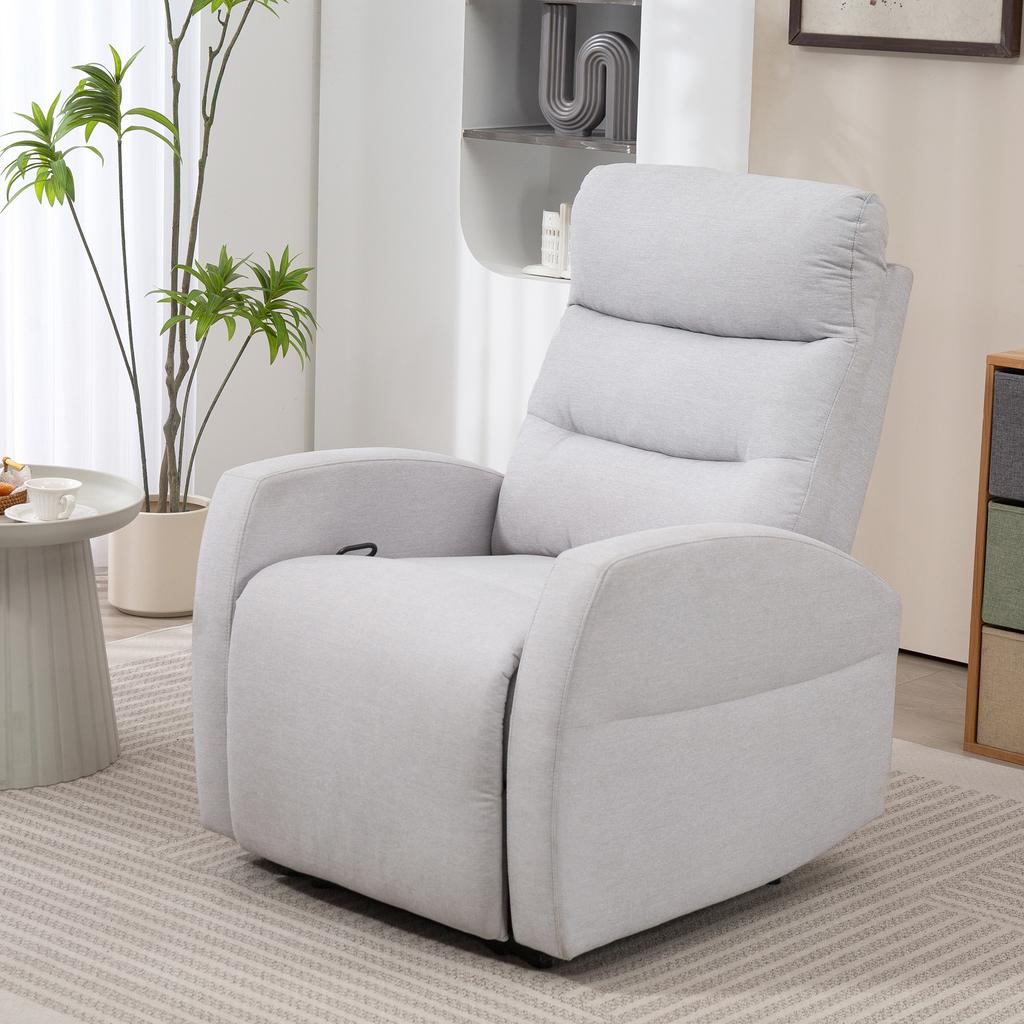Adjustable Recliner With Footrest Modern Upholstered Armchair Light Gray