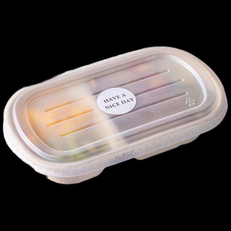 MEIDI Disposable Degradable Pulp Lunch Box with Lid and Sticker