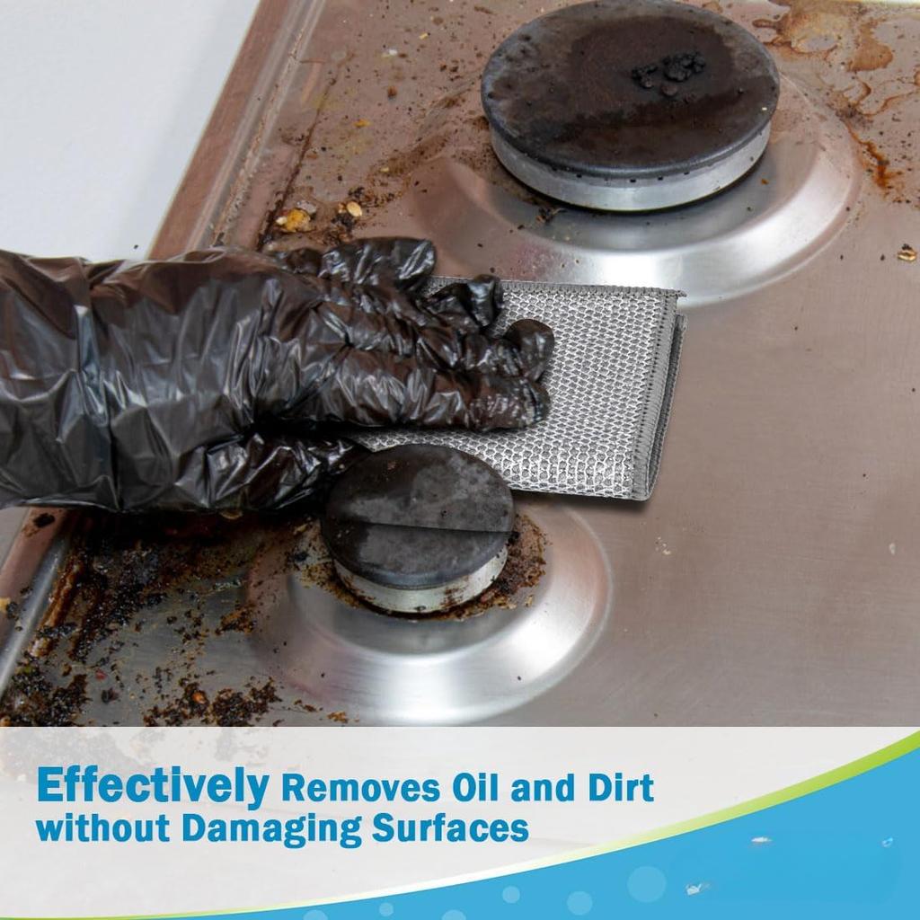 Multipurpose Wire Dishwashing Rag for Wet and Dry, Multipurpose Cleaning Pads, Steel Scrubber Non Scratch Wire Dishcloths for Cookware, Sinks, Dishes