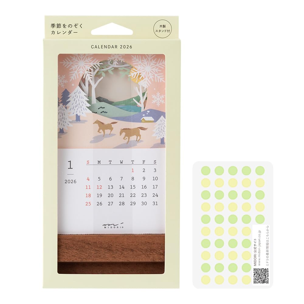 Midori 2026 Calendar, Desktop, Seasonal Calendar, Limited Edition, with Bookmark, Landscape Design, 31369006