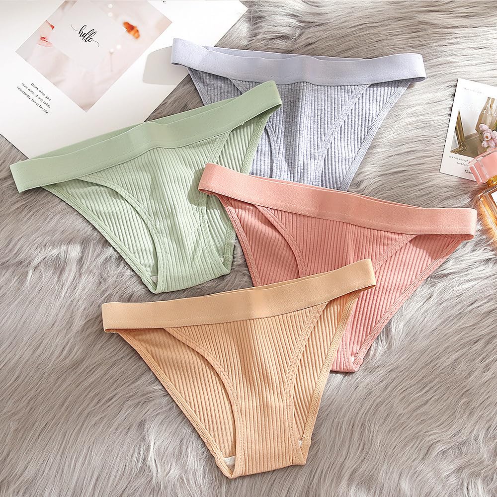 Brazilian Cotton Simple and Stretch Lace with Solid Color Underwear Set of 6 [N.A Shop] Panties, Panties, Butt-Lengthening T-Back Half-Back, Cute,