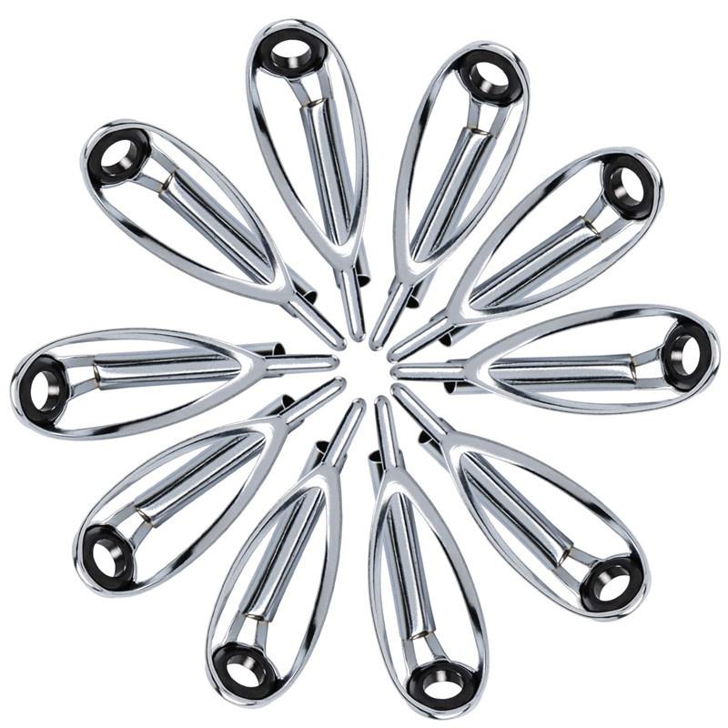 50pcs Fishing Rod Guide Guides Tip Set Repair Kit Diy Eye Rings Different Size Stainless Steel Fram