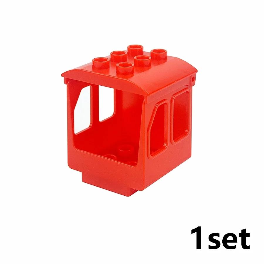 City Train Car Transport Accessorie Straight Curved Uphill Rail Constructing Block Big Dimension Track Railway Brick Compatible Duploes