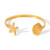 Stainless Steel Starfish & Shell Adjustable Ocean Style Bracelet