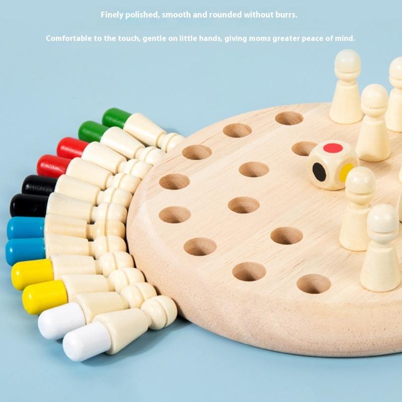 1 Set Streichholzfarben-Memory-Matching-Puzzles Eltern-Kind-Interaktion Lernspielzeug Holz-Memory-Schachbrettspiel für Kinder