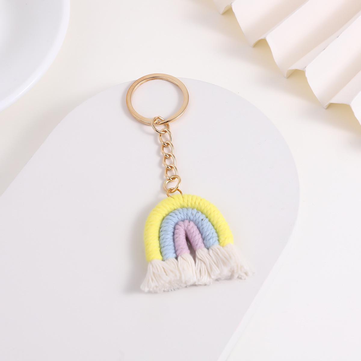 Handmade Knitted Rainbow Keychain Pendant